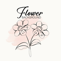 Elegant Minimalist Flower Background Design with Pink Watercolor Wash