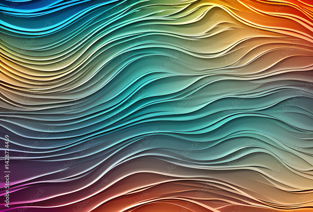 Poster nano future rainbow bright gradient background with mixed colors with tile transition, threads top. 