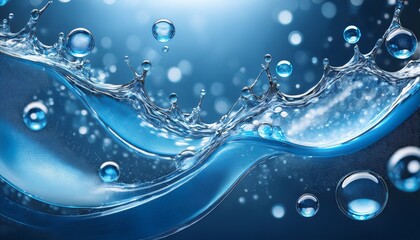 elegant blue backdrop highlighting hydration technology with hyaluronic acid and water molecules