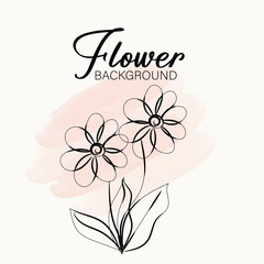 Elegant Minimalist Flower Background Design with Pink Watercolor Wash
