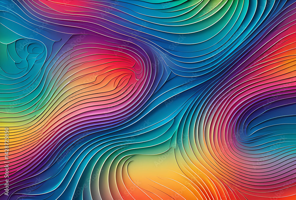 Poster nano future rainbow bright gradient background with mixed colors with tile transition, threads top. 