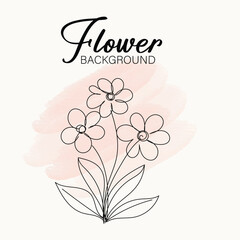 Elegant Line Art Flowers on a Soft Pink Watercolor Background