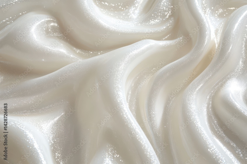 Aufkleber Elegant silk fabric draping with soft waves and a subtle shimmer, showcasing a luxurious texture ideal for fashion and interior design