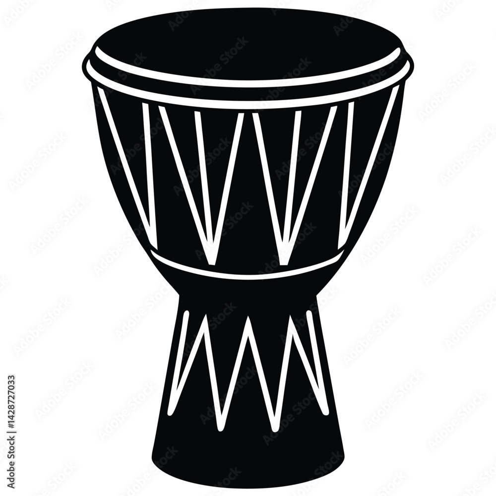 Poster isolated black vector dancer using element african drum with white background