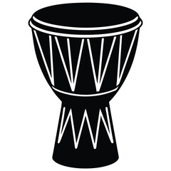 Isolated Black Vector Dancer using Element african drum With White Background