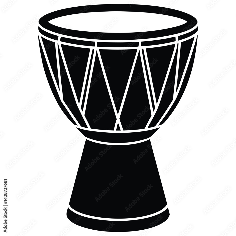 Poster isolated black vector dancer using element african drum with white background