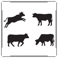 Cow silhouette, Cow illustration , Cow clipart, Cow vector , Cow icon , black Cow , Cow illustration on white background, Cow vector illustration ,