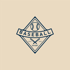 baseball sport logo minimalist emblem and badge, icon ball vector design illustration graphic template