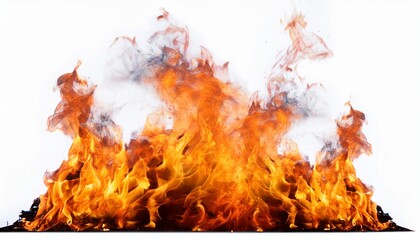 fire and flames isolated on white or transparent