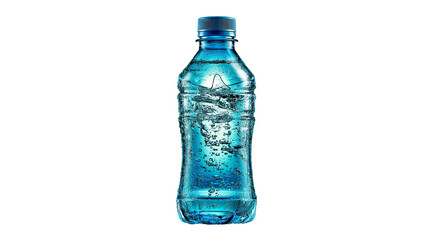 Blue Water Bottle With Splash Effect Isolated On Transparent Background