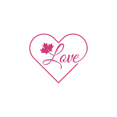 Love handwriting maple leaf
