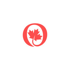 maple leaf inside O serif font