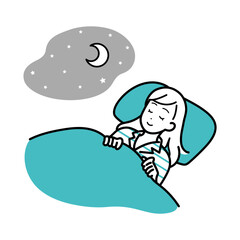 睡眠　快眠　ライフスタイル　女性イラスト
