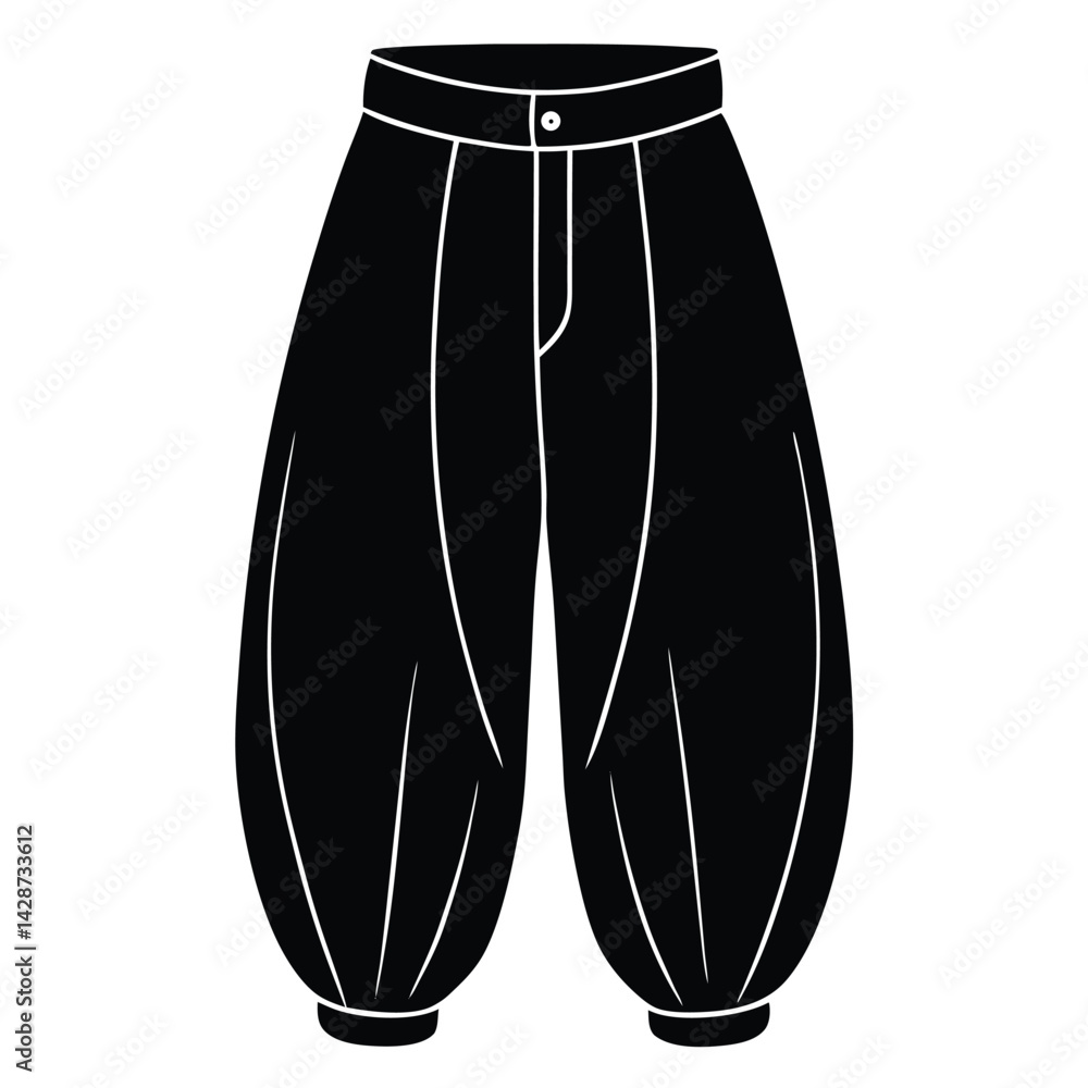 Poster isolated black vector dancer using element baggy pants with white background
