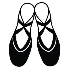 Isolated Black Vector Dancer using Element ballet slippers With White Background