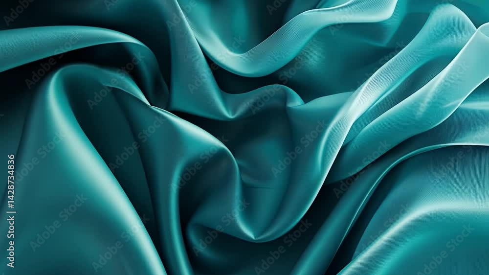 Poster elegant teal fabric luxurious smooth texture and soft folds create serene atmosphere for stunning de
