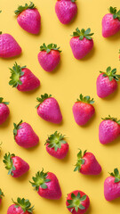 Fototapeta premium Strawberries in delectated mood and unnatural colors on different background