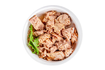Tuna canned fish seafood appetizer dish organic product fresh tasty gourmet food background on the table rustic food top view copy space keto and paleo pescetarian diet