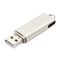 Metal USB flash drive isolated on white background
