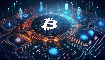 Fototapeta premium high tech digital currency transaction process illustrated in a modern image