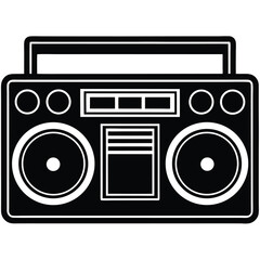 Isolated Black Vector Dancer using Element boombox  With White Background