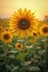 Single Sunflower at Sunset
