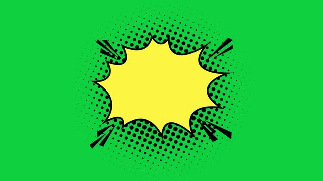 Comic Burst Bubble Round Yellow Call Out Green Screen 