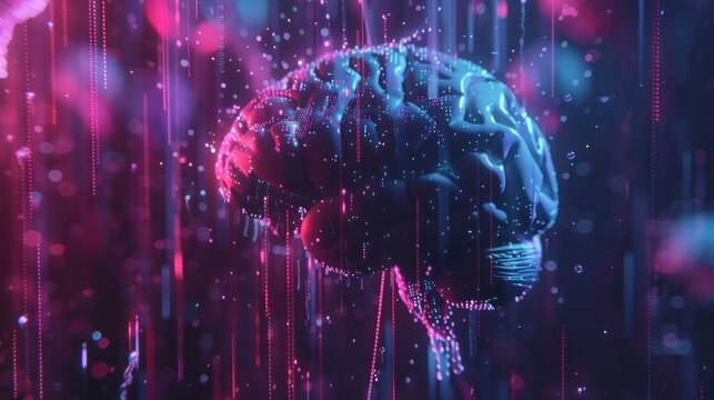 Abstract concept of AI with brain and digital code stock photo --ar 16:9 --raw --v 6 Job ID: 524a7646-664f-4d8f-8028-42463d41c8da