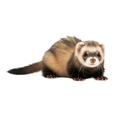 Ferret lying down on its side, fluffy and relaxed