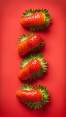 Strawberries in delectated mood and unnatural colors on different background