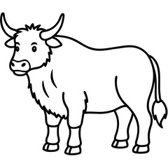 Minimalist Yak Vector Line Art