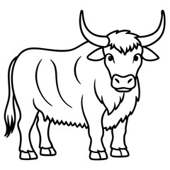 Minimalist Yak Vector Line Art