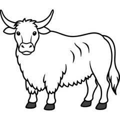 Minimalist Yak Vector Line Art