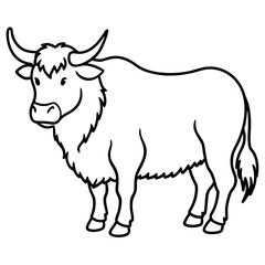Minimalist Yak Vector Line Art