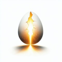 Fototapeta premium Cracked eggshell glowing with light