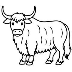 Minimalist Yak Vector Line Art