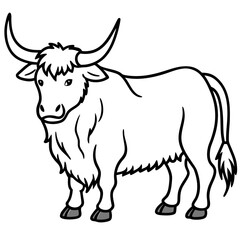 Minimalist Yak Vector Line Art