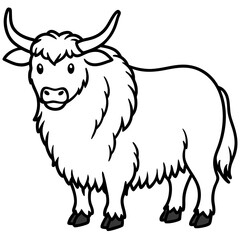 Minimalist Yak Vector Line Art