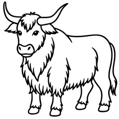 Minimalist Yak Vector Line Art
