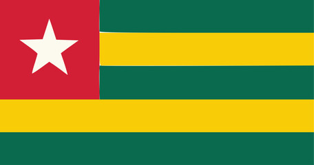 Togo Flag. Vector. Accurate dimensions, element proportions and colors.