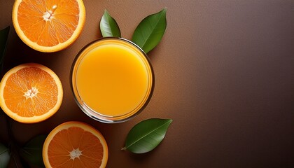 glass of orange juice top down view