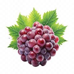 realistic fresh grapes bunch in different types with leaves isolated on transparent background