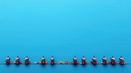 Panoramic shot of a mega container terminal, towering cranes and docked cargo vessels fueling international trade
