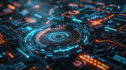 Fototapeta premium Artificial intelligence symbol with digital connections stock photo --ar 16:9 --raw --v 6 Job ID: 4accd81b-2ef9-4729-92ec-86967e8f8f46