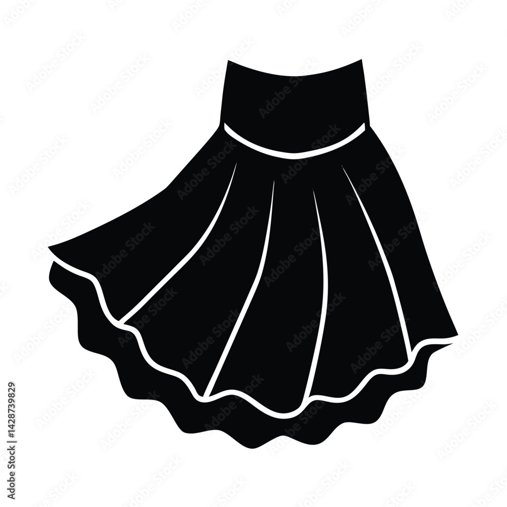 Poster isolated black vector dancer using element dance skirt with white background