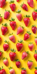 Strawberries in delectated mood and unnatural colors on different background