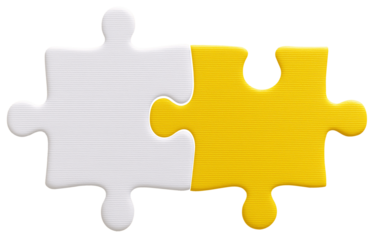 jigsaw puzzle with white and yellow pieces, partially assembled, thoughtful puzzle-solving vibe.