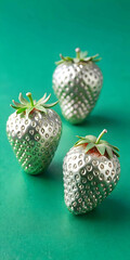 Strawberries in delectated mood and unnatural colors on different background