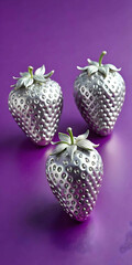 Strawberries in delectated mood and unnatural colors on different background