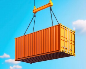 Closeup of a shipping container being hoisted by a crane, maritime logistics ensuring smooth cargo flow